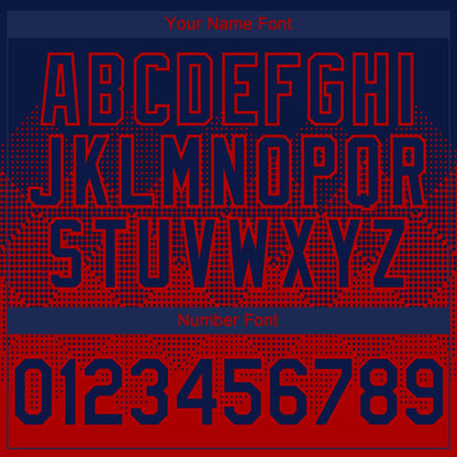 Custom Navy Red 3D Gradient Square Shape Authentic Baseball Jersey - Sky-Custom