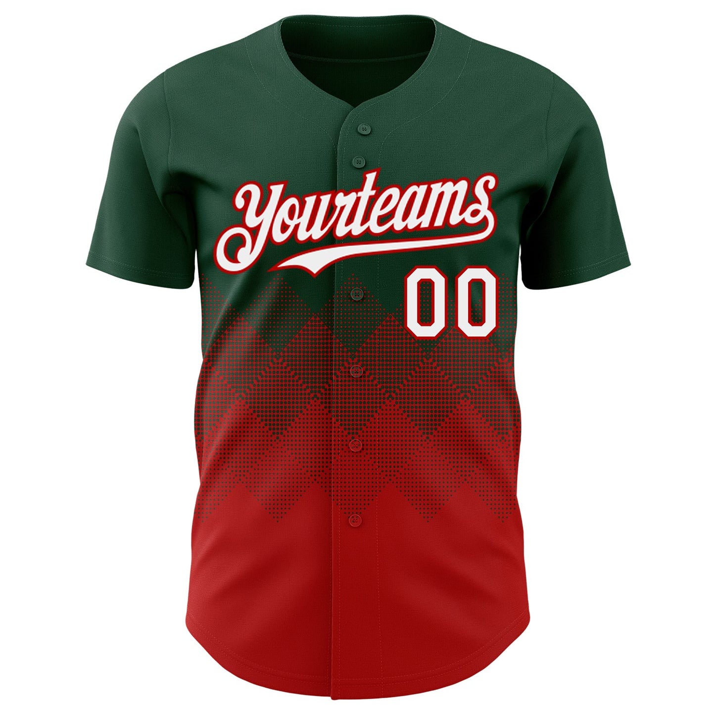 Custom Green White-Red 3D Gradient Square Shape Authentic Baseball Jersey - Sky-Custom
