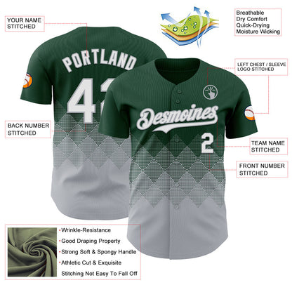 Custom Green White-Gray 3D Gradient Square Shape Authentic Baseball Jersey - Sky-Custom