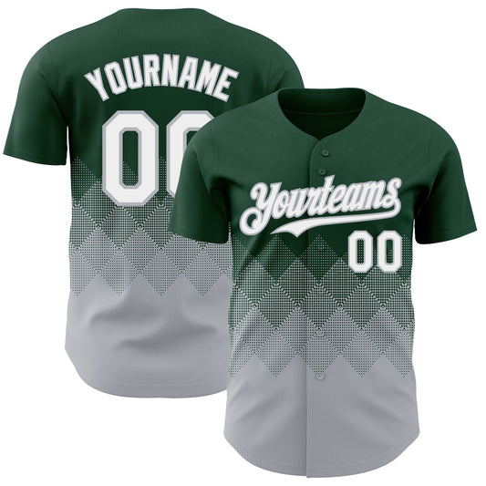 Custom Green White-Gray 3D Gradient Square Shape Authentic Baseball Jersey - Sky-Custom