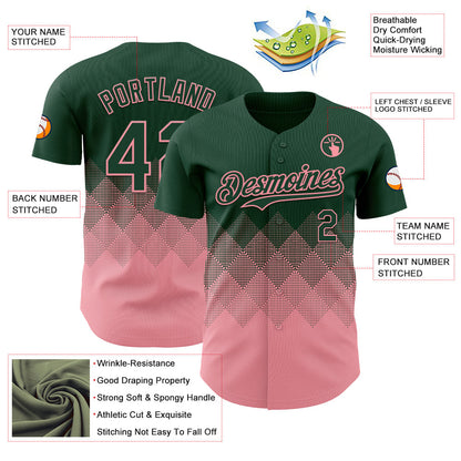 Custom Green Medium Pink 3D Gradient Square Shape Authentic Baseball Jersey - Sky-Custom