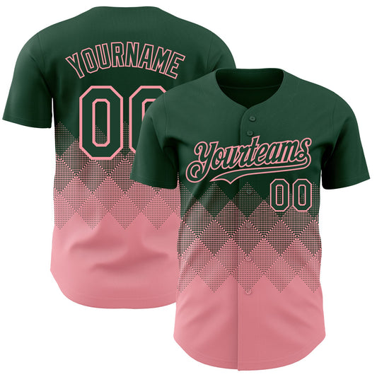 Custom Green Medium Pink 3D Gradient Square Shape Authentic Baseball Jersey - Sky-Custom