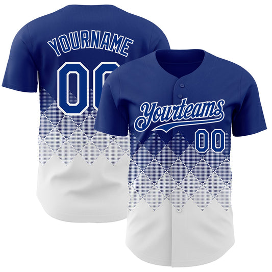 Custom Royal White 3D Gradient Square Shape Authentic Baseball Jersey - Sky-Custom