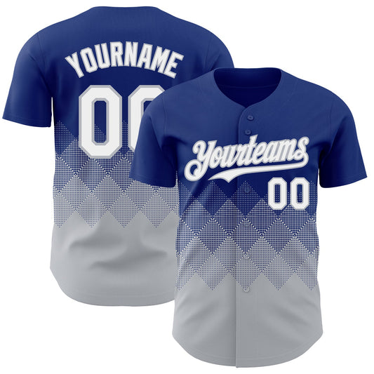 Custom Royal White-Gray 3D Gradient Square Shape Authentic Baseball Jersey - Sky-Custom
