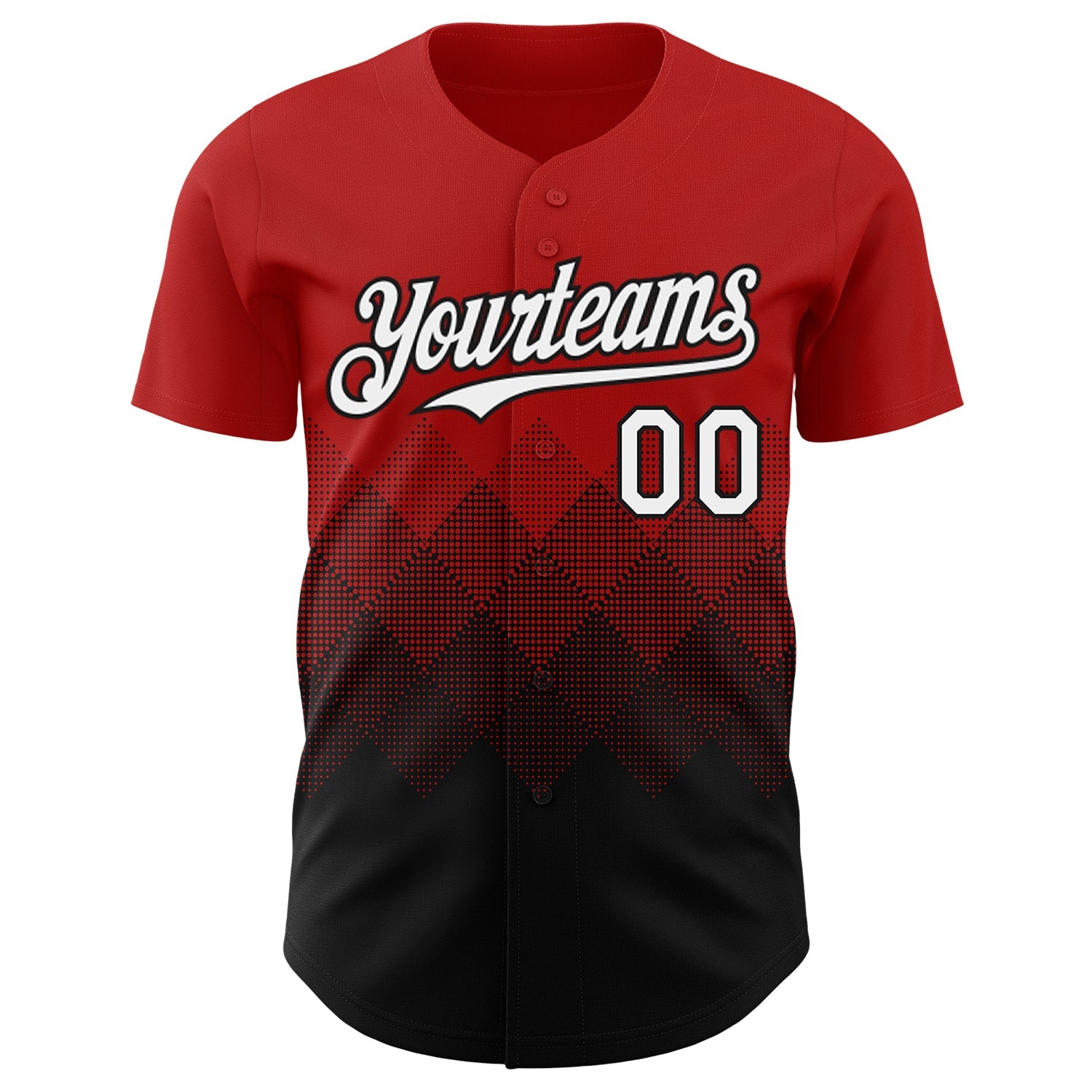 Custom Red White-Black 3D Gradient Square Shape Authentic Baseball Jersey - Sky-Custom