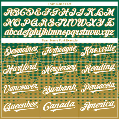 Custom Kelly Green White-Old Gold 3D Gradient Square Shape Authentic Baseball Jersey - Sky-Custom
