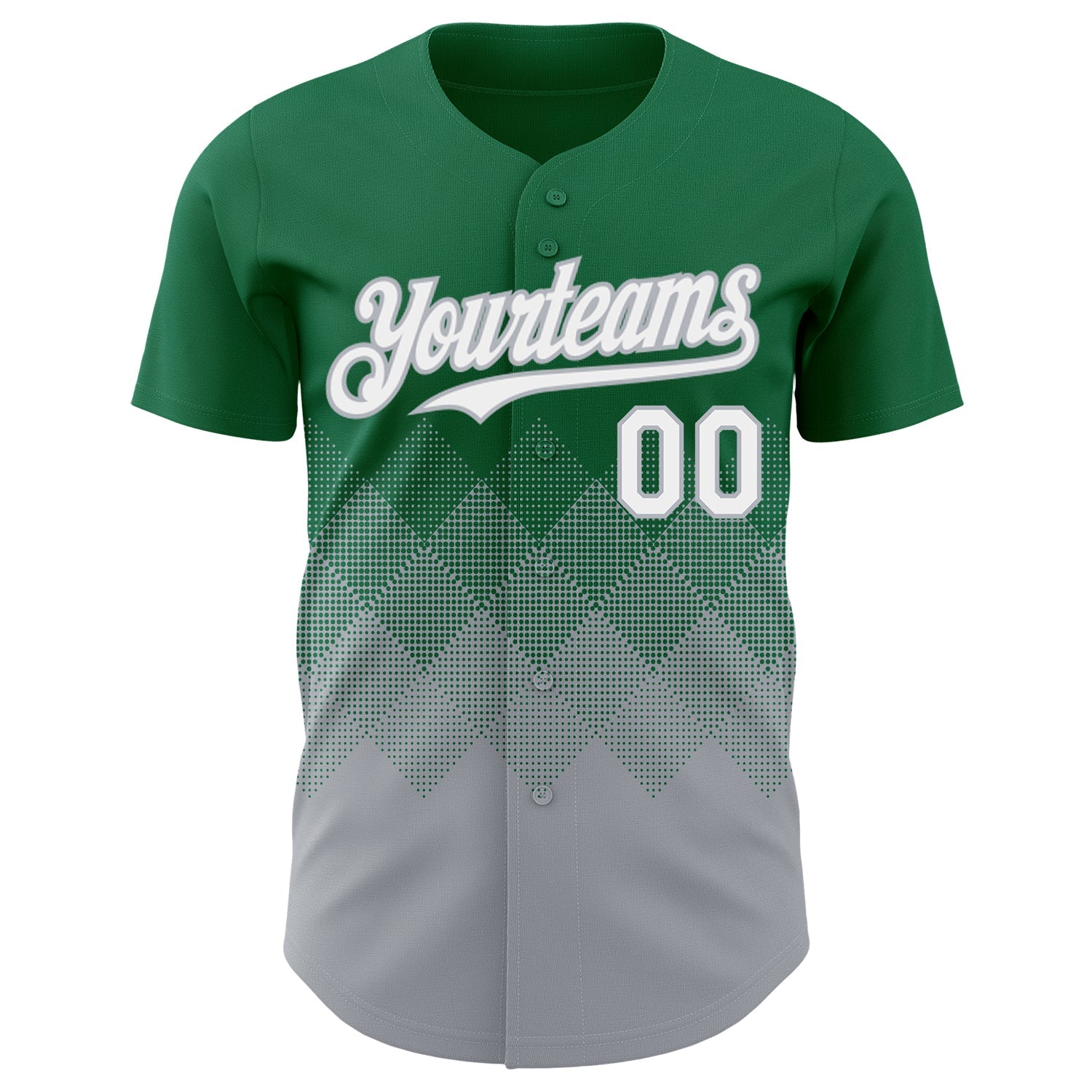 Custom Kelly Green White-Gray 3D Gradient Square Shape Authentic Baseball Jersey - Sky-Custom
