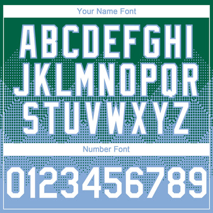 Custom Kelly Green White-Light Blue 3D Gradient Square Shape Authentic Baseball Jersey - Sky-Custom