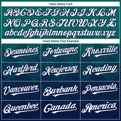 Custom Teal White-Navy 3D Gradient Square Shape Authentic Baseball Jersey - Sky-Custom