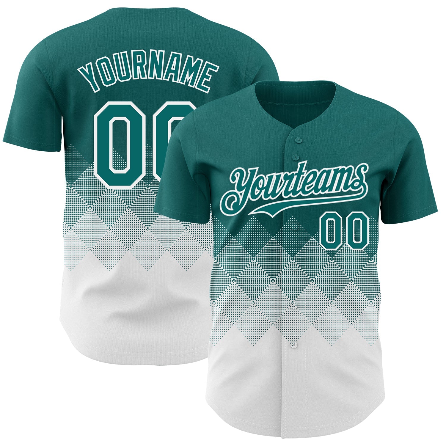 Custom Teal White 3D Gradient Square Shape Authentic Baseball Jersey - Sky-Custom