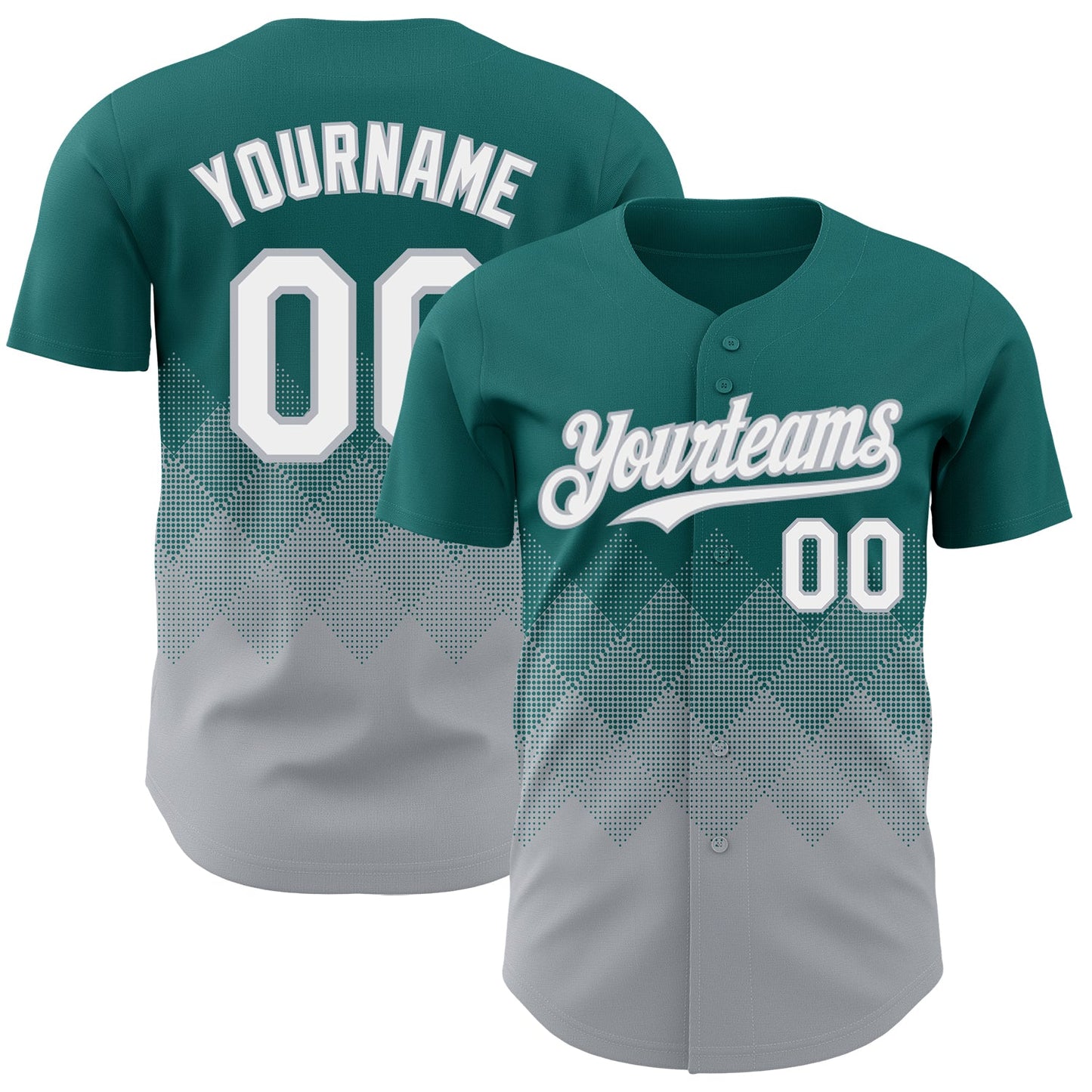 Custom Teal White-Gray 3D Gradient Square Shape Authentic Baseball Jersey - Sky-Custom