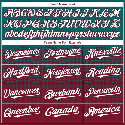 Custom Teal White-Crimson 3D Gradient Square Shape Authentic Baseball Jersey - Sky-Custom