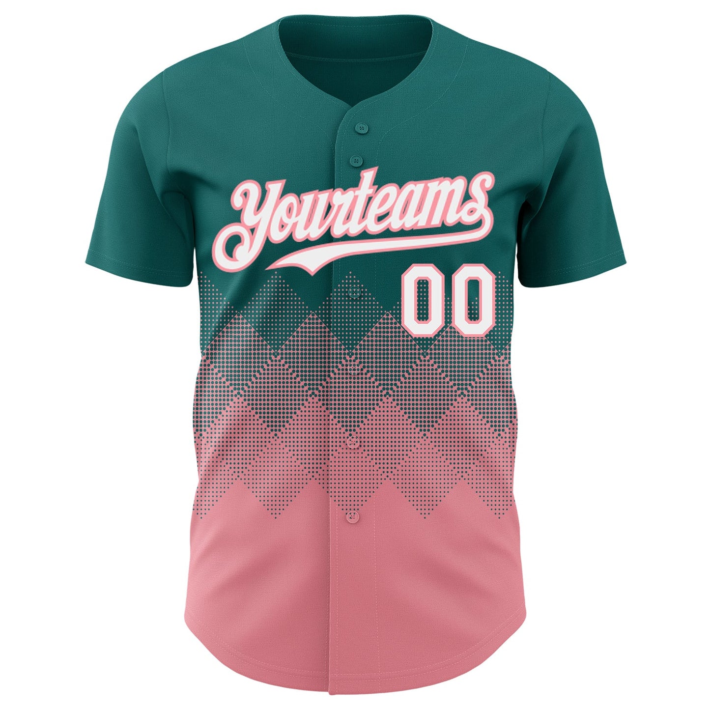 Custom Teal White-Medium Pink 3D Gradient Square Shape Authentic Baseball Jersey - Sky-Custom