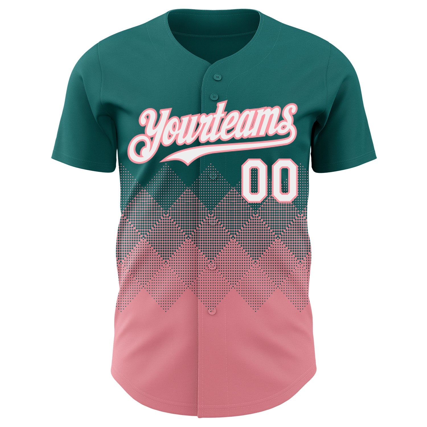 Custom Teal White-Medium Pink 3D Gradient Square Shape Authentic Baseball Jersey - Sky-Custom