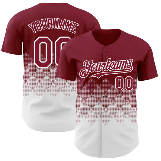 Custom Crimson White 3D Gradient Square Shape Authentic Baseball Jersey - Sky-Custom