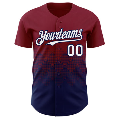 Custom Crimson White-Navy 3D Gradient Square Shape Authentic Baseball Jersey - Sky-Custom