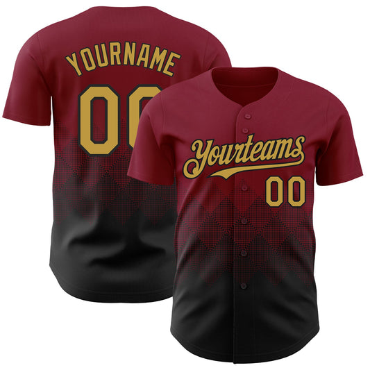 Custom Crimson Old Gold-Black 3D Gradient Square Shape Authentic Baseball Jersey - Sky-Custom