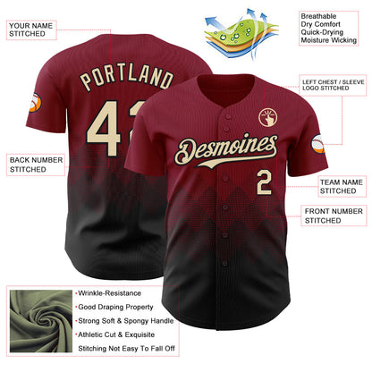 Custom Crimson Cream-Black 3D Gradient Square Shape Authentic Baseball Jersey - Sky-Custom