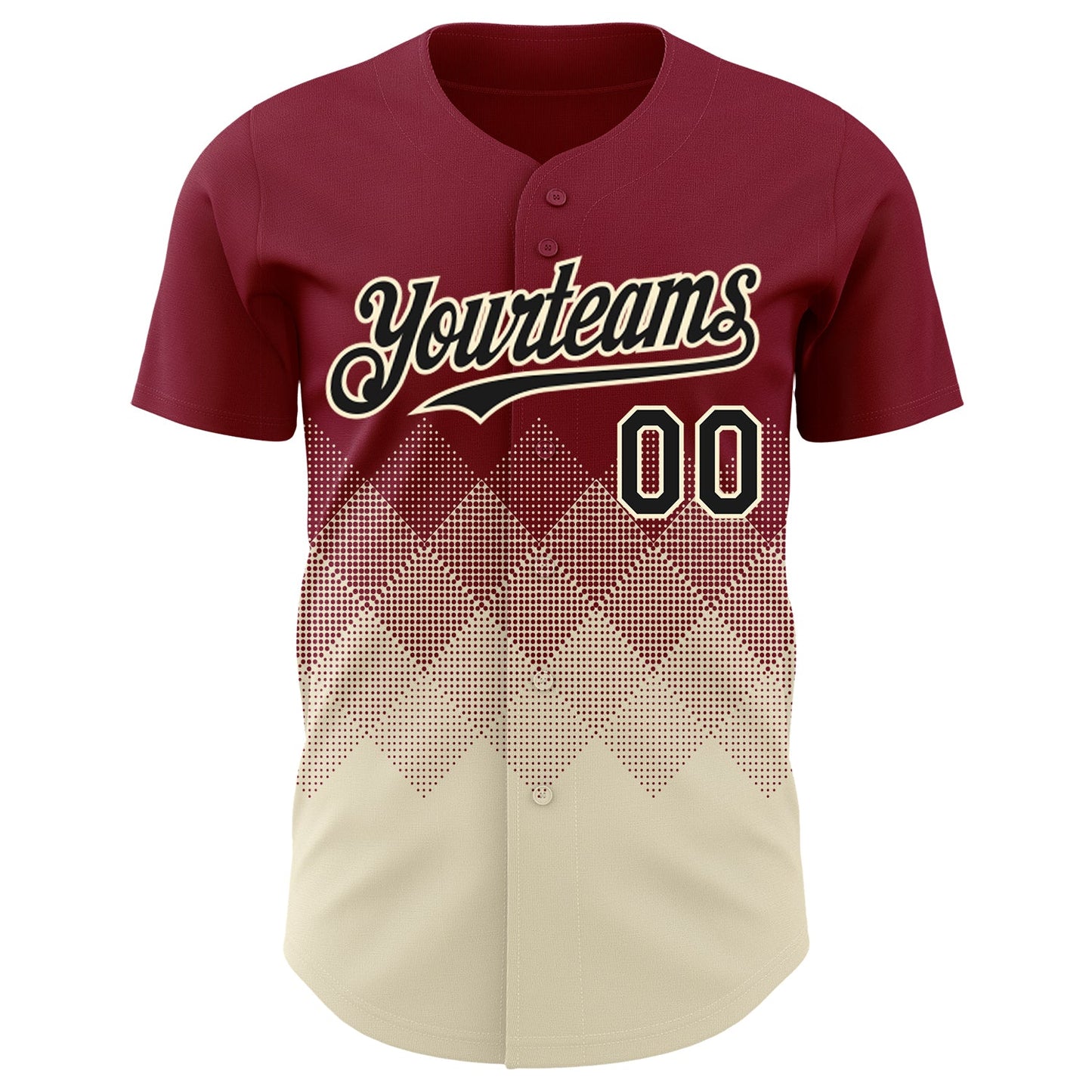 Custom Crimson Black-Cream 3D Gradient Square Shape Authentic Baseball Jersey - Sky-Custom