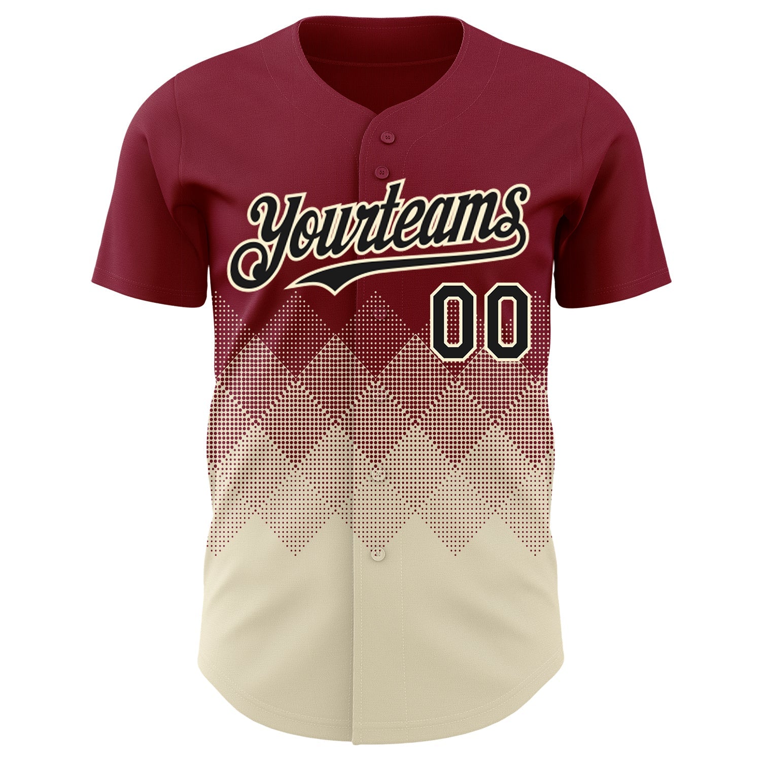 Custom Crimson Black-Cream 3D Gradient Square Shape Authentic Baseball Jersey - Sky-Custom