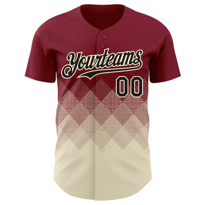 Custom Crimson Black-Cream 3D Gradient Square Shape Authentic Baseball Jersey - Sky-Custom