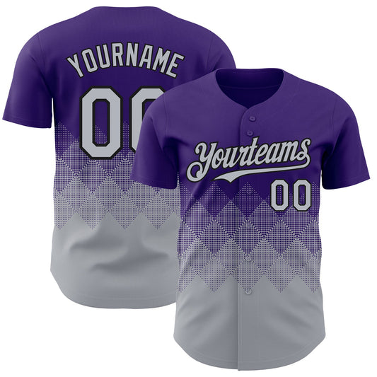 Custom Purple Gray-Black 3D Gradient Square Shape Authentic Baseball Jersey - Sky-Custom