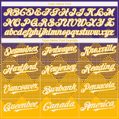 Custom Purple White-Gold 3D Gradient Square Shape Authentic Baseball Jersey - Sky-Custom