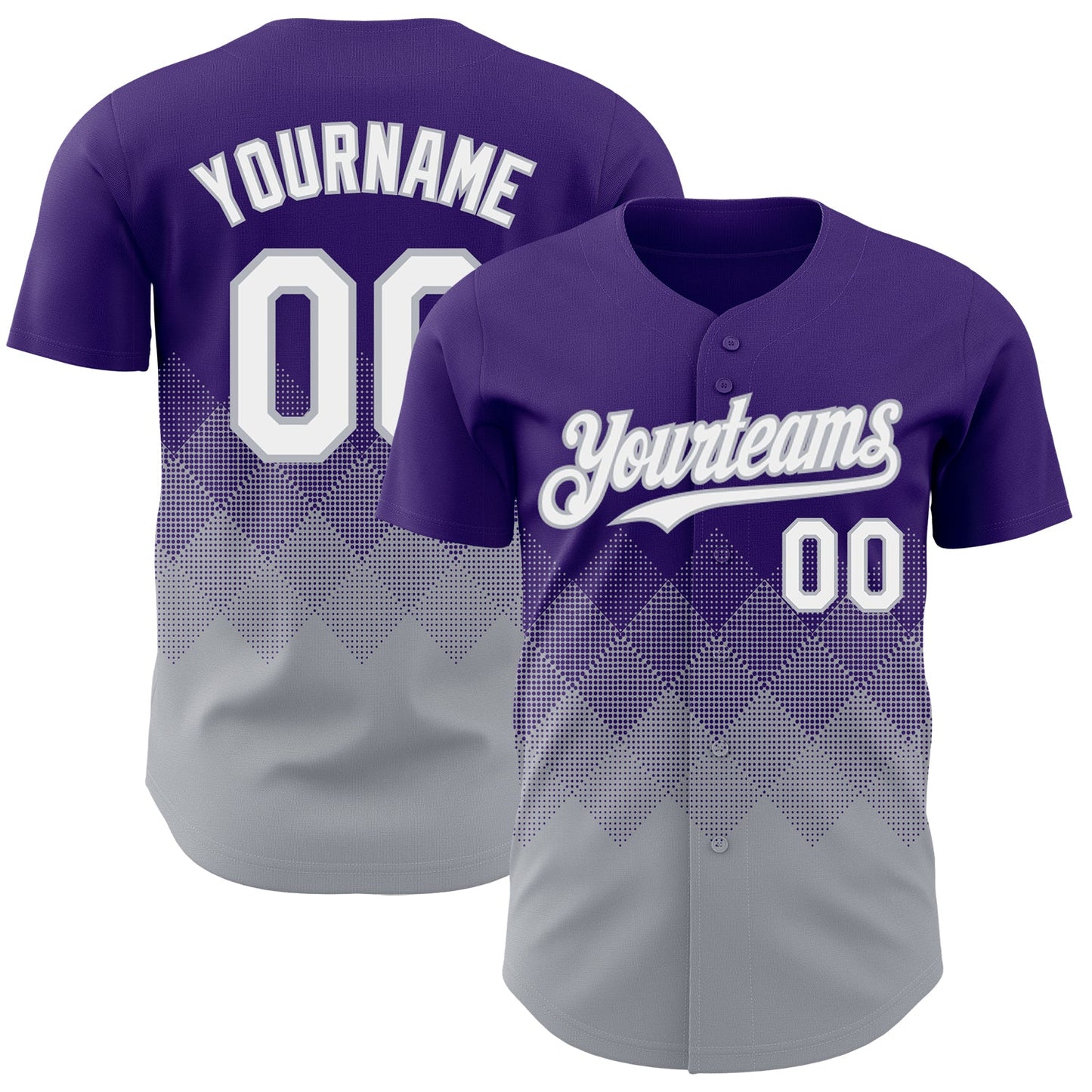 Custom Purple White-Gray 3D Gradient Square Shape Authentic Baseball Jersey - Sky-Custom