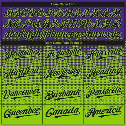 Custom Purple Black-Neon Green 3D Gradient Square Shape Authentic Baseball Jersey - Sky-Custom