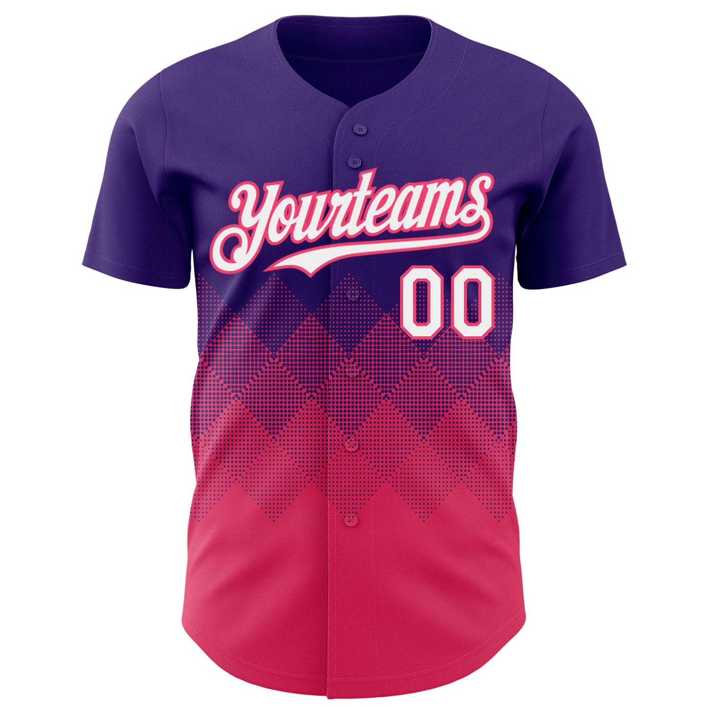 Custom Purple White-Neon Pink 3D Gradient Square Shape Authentic Baseball Jersey - Sky-Custom