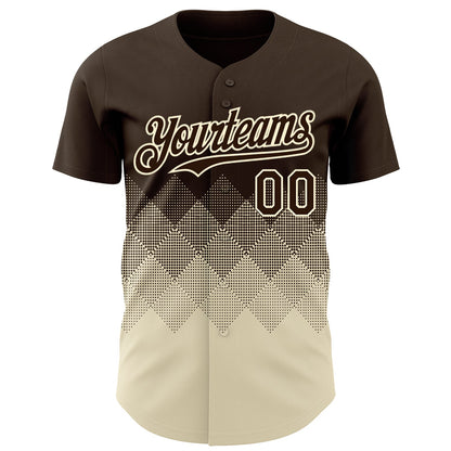 Custom Brown Cream 3D Gradient Square Shape Authentic Baseball Jersey - Sky-Custom