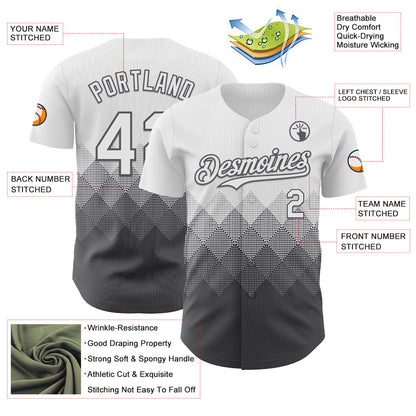 Custom White Steel Gray 3D Gradient Square Shape Authentic Baseball Jersey - Sky-Custom