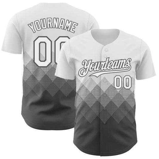 Custom White Steel Gray 3D Gradient Square Shape Authentic Baseball Jersey - Sky-Custom