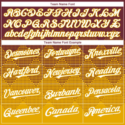 Custom Burgundy White-Gold 3D Gradient Square Shape Authentic Baseball Jersey - Sky-Custom