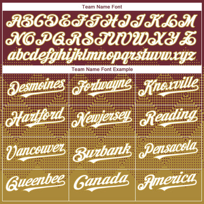 Custom Burgundy White-Old Gold 3D Gradient Square Shape Authentic Baseball Jersey - Sky-Custom