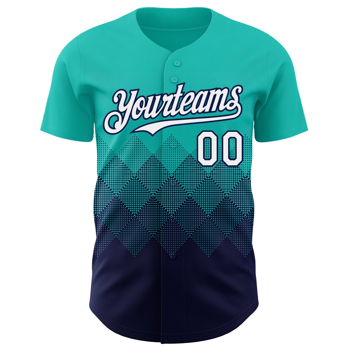 Custom Aqua White-Navy 3D Gradient Square Shape Authentic Baseball Jersey - Sky-Custom