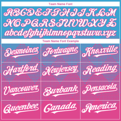 Custom Sky Blue White-Pink 3D Gradient Square Shape Authentic Baseball Jersey - Sky-Custom
