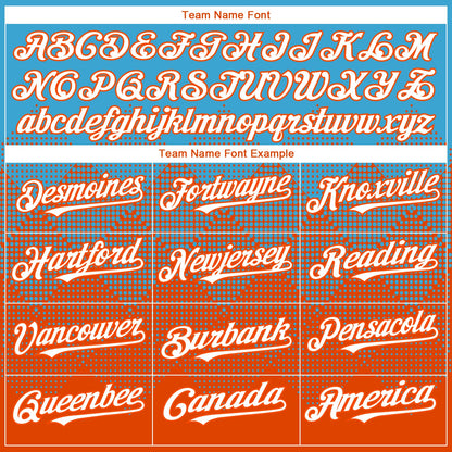 Custom Sky Blue White-Orange 3D Gradient Square Shape Authentic Baseball Jersey - Sky-Custom