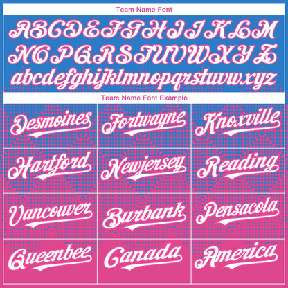 Custom Electric Blue White-Pink 3D Gradient Square Shape Authentic Baseball Jersey - Sky-Custom