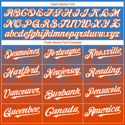 Custom Electric Blue White-Orange 3D Gradient Square Shape Authentic Baseball Jersey - Sky-Custom