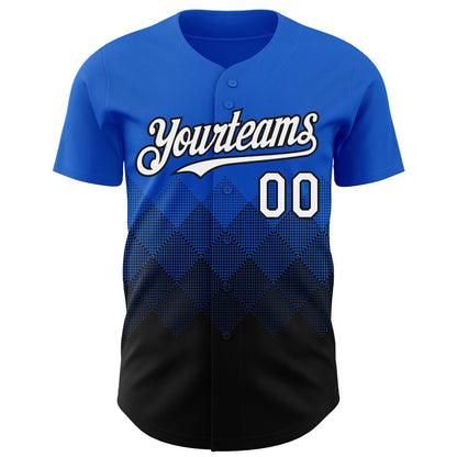 Custom Thunder Blue White-Black 3D Gradient Square Shape Authentic Baseball Jersey - Sky-Custom