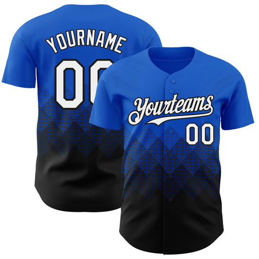 Custom Thunder Blue White-Black 3D Gradient Square Shape Authentic Baseball Jersey - Sky-Custom