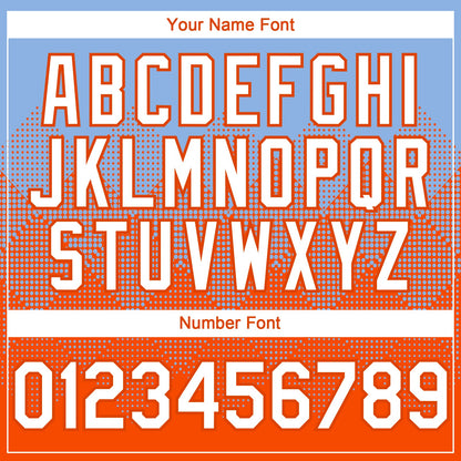 Custom Light Blue White-Orange 3D Gradient Square Shape Authentic Baseball Jersey - Sky-Custom