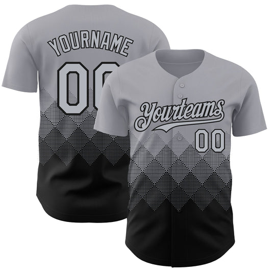 Custom Gray Black 3D Gradient Square Shape Authentic Baseball Jersey - Sky-Custom