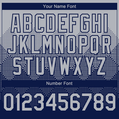 Custom Gray Navy 3D Gradient Square Shape Authentic Baseball Jersey - Sky-Custom