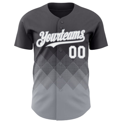 Custom Steel Gray White-Gray 3D Gradient Square Shape Authentic Baseball Jersey - Sky-Custom