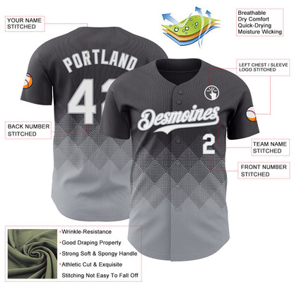 Custom Steel Gray White-Gray 3D Gradient Square Shape Authentic Baseball Jersey - Sky-Custom