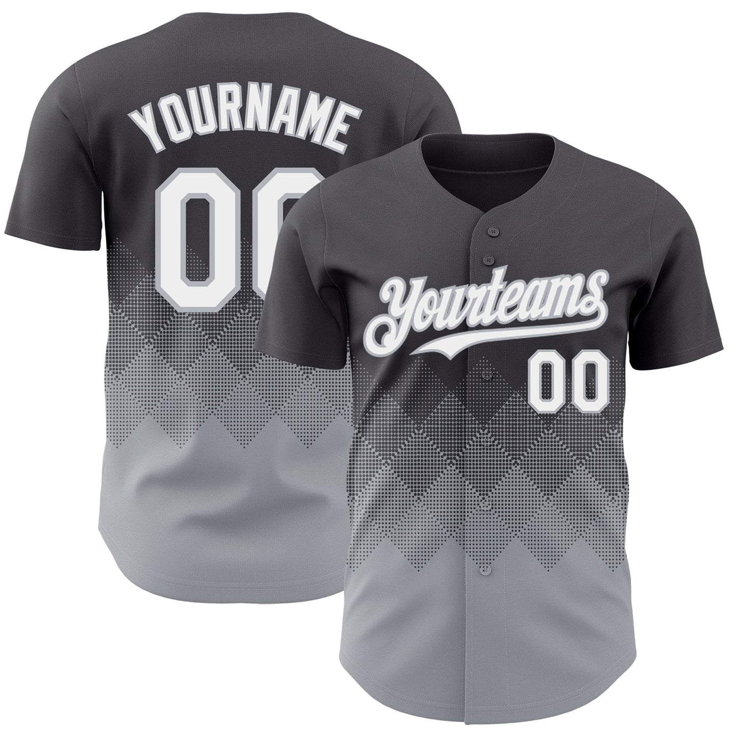 Custom Steel Gray White-Gray 3D Gradient Square Shape Authentic Baseball Jersey - Sky-Custom
