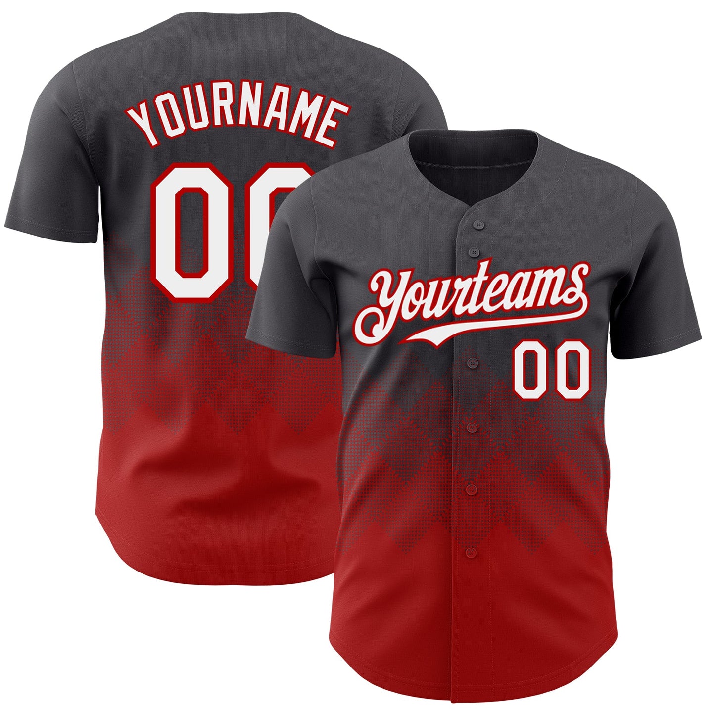 Custom Steel Gray White-Red 3D Gradient Square Shape Authentic Baseball Jersey - Sky-Custom