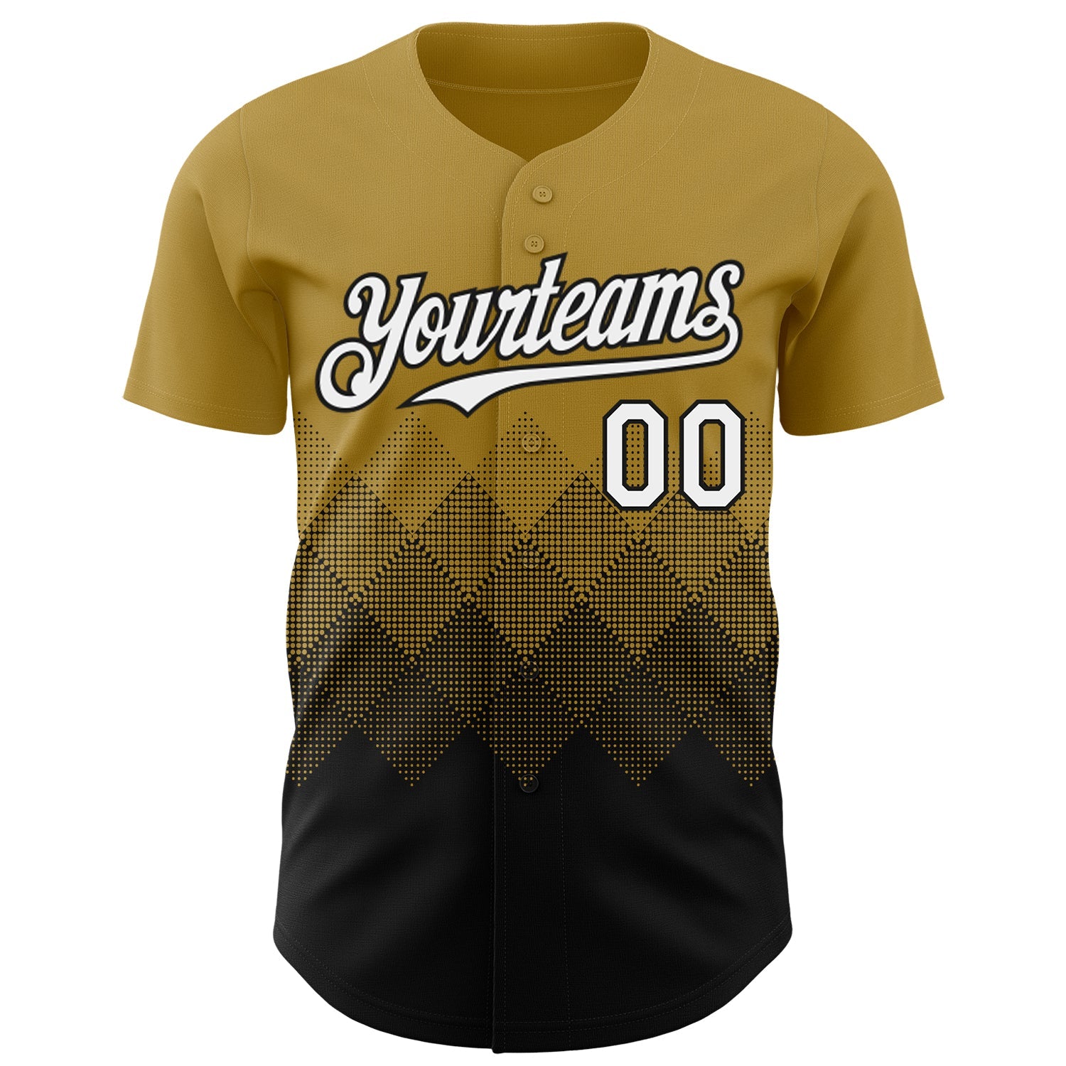 Custom Old Gold White-Black 3D Gradient Square Shape Authentic Baseball Jersey - Sky-Custom